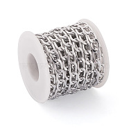 Oxidation Aluminum Curb Chains, Unwelded, with Spool, Oval, Silver, 13.5x8x2mm, about 16.40 Feet(5m)/Roll(CHA-TA0001-12)