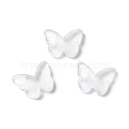 K9 Glass Cabochons, with Glitter Powder, Butterfly, White, 8x11x3mm(GGLA-Z003-04A-001JW)