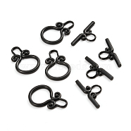 304 Stainless Steel Toggle Clasps, Electrophoresis Black, Ring: 22.5x15x2mm, Hole: 6mm, Inner Diameter: 6x3.5mm, Bar: 22x10x2mm, Hole: 5x4mm(STAS-D142-03A-B)
