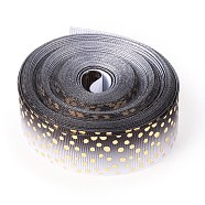 Laser Polyester Grosgrain Ribbon, Single Face Printed, for Bows Gift Wrapping, Festival Party Decoration, Polka Dot Pattern, 7/8 inch(22mm), 10 yards/roll(9.14m/roll)(OCOR-I010-03A)