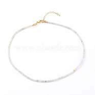 Rondelle Natural Morganite Beaded Necklaces, with Brass Lobster Claw Clasps, Golden, 16.14 inch(41cm), 3mm(NJEW-JN03404-01)