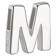 Sterling Silver Beads, with S925 Stamp, Letter A~Z, Letter M, 9x9mm, Hole: 4mm(STER-WH20005-02M)