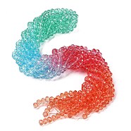 Transparent Painted Glass Beads Strands, Faceted, Rondelle, Colorful, 6x5mm, Hole: 1mm, about 80pcs/strand, 16.54''(42cm)(DGLA-A034-T6mm-A11)