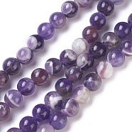 Natural Chevron Amethyst Beads Strands, Round, 8mm, Hole: 1.2mm, about 47~50pcs/strand, 15 inch(38~39cm)(G-I222-8mm-01)