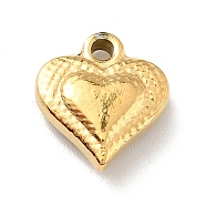 Vacuum Plating 201 Stainless Steel Machine Polishing Charms, Heart, Golden, 11x10x3.5mm, Hole: 1.5mm(STAS-G261-22G)