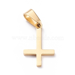 Ion Plating(IP) 304 Stainless Steel Pendants, Laser Cut, Cross, Golden, 21x13x1.5mm, Hole: 3.5x7mm(STAS-L216-28G)