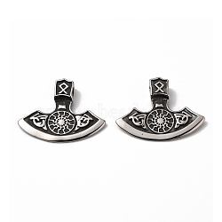 Viking Style 304 Stainless Steel Pendants, Thor's Hammer, Antique Silver, 26x33x5.5mm, Hole: 3x4mm(STAS-L262-31AS)