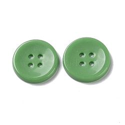 Ceramics Buttons, Flat Round, 4-Hole, Pale Green, 22x3mm, Hole: 1.8mm(PORC-B001-03B)