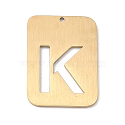 Ion Plating(IP) 304 Stainless Steel Pendants, Rectangle with Alphabet, Hollow, Letter.K, 32x22x1mm, Hole: 1.5mm(STAS-K216-49K-G)