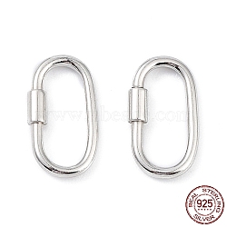 Anti-Tarnish Rhodium Plated 925 Sterling Silver Locking Carabiner Clasps, Quick Links, Oval, Platinum, 13.5x7x1.15mm(STER-K173-20P-01)