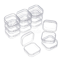 Square Plastic Bead Storage Containers, with Hinged Lid, Clear, 3.5x3.5x1.8cm(CON-FS0001-10)