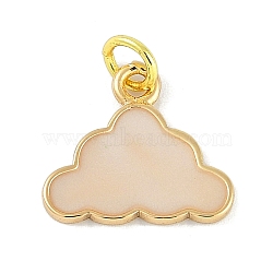 Brass Enamel Pendants, with Jump Ring, Real 18K Gold Plated, Cloud, 13x14.5x1.5mm, Hole: 3mm(KK-B114-17G-02)