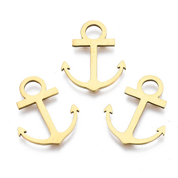 Ion Plating(IP) 201 Stainless Steel Pendants, Laser Cut, Anchor, Golden, 19.5x16x1mm, Hole: 4mm