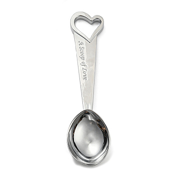 Alloy Spoons, Heart with Word A Scoop of Love, Platinum, 159x37x21mm
