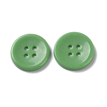 Ceramics Buttons, Flat Round, 4-Hole, Pale Green, 22x3mm, Hole: 1.8mm
