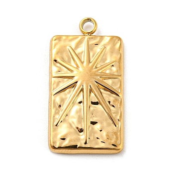 304 Stainless Steel Pendants, Rectangle with Star Charm, Golden, 26x13.5x2.5mm, Hole: 2mm