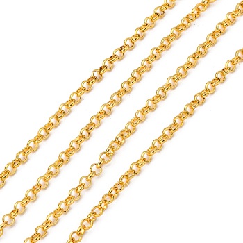 Iron Rolo Chains, Round, Belcher Chain, with Spool, Unwelded, Lead Free, Golden, 3x1mm
