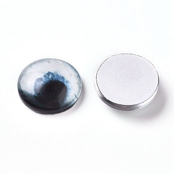 Glass Cabochons, Half Round/Dome with Animal Eye Pattern, Colorful, 17.9x5mm