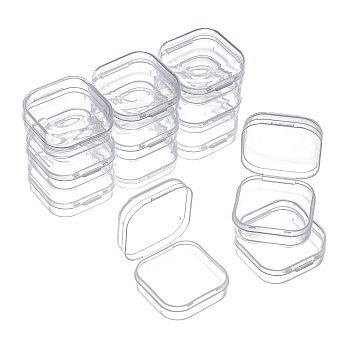 Square Plastic Bead Storage Containers, with Hinged Lid, Clear, 3.5x3.5x1.8cm