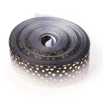 Laser Polyester Grosgrain Ribbon, Single Face Printed, for Bows Gift Wrapping, Festival Party Decoration, Polka Dot Pattern, 7/8 inch(22mm), 10 yards/roll(9.14m/roll)