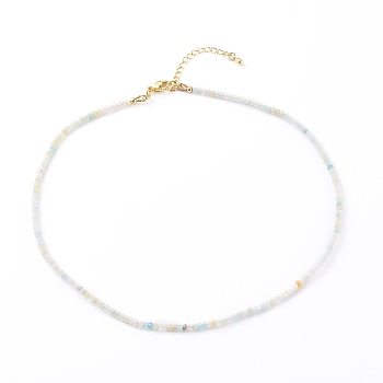 Rondelle Natural Morganite Beaded Necklaces, with Brass Lobster Claw Clasps, Golden, 16.14 inch(41cm), 3mm