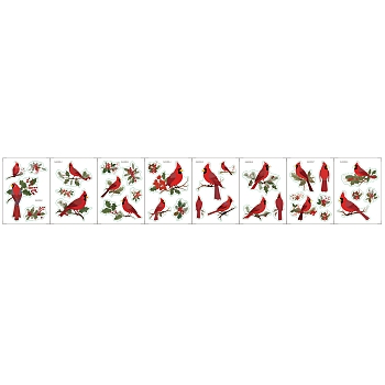 8 Sheets 8 Styles PVC Waterproof Wall Stickers, Self-Adhesive Decals, for Window or Stairway Home Decoration, Bird, 200x145mm, 1 sheet/style