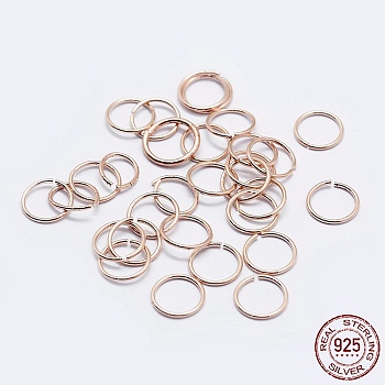 925 Sterling Silver Open Jump Rings, Round Rings, Rose Gold, 18 Gauge, 5x1mm, Inner Diameter: 3mm, about 100pcs/10g