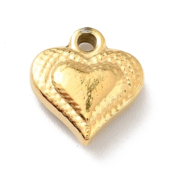 Vacuum Plating 201 Stainless Steel Machine Polishing Charms, Heart, Golden, 11x10x3.5mm, Hole: 1.5mm