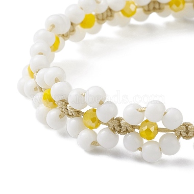 Bracelet en perles de verre tressées fleur(BJEW-TA00169)-4