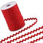 Wave Bending Fringe Trim, Sewing Ribbon, for Cloth Dress DIY Making Decorate, Red, 1/4 inch(5mm), 125m(OCOR-GF0004-42B-08)