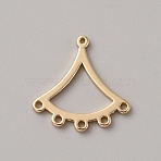 Brass Chandelier Component Links, Fan Shape Connector, Golden, 16x16x1mm, Hole: 0.8mm & 1mm(KK-WH0082-03G)