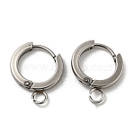 Tarnish Resistant 201 Stainless Steel Huggie Hoop Earrings Findings, with Vertical Loop, with 316 Surgical Stainless Steel Earring Pins, Ring, Stainless Steel Color, 16x13x2mm, Hole: 2.7mm, Pin: 1mm(STAS-A167-01F-P)