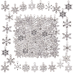 120Pcs 12 Style Tibetan Style Alloy Pendants, Cadmium Free & Lead Free, Snowflake, Antique Silver, 15~26x13~19x1~2.5mm, hole: 1.5~2mm, 10pcs/style(TIBE-SC0001-63)