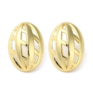 Rack Plating Brass Oval Stud Earring, Long-Lasting Plated, Lead Free & Cadmium Free, Real 18K Gold Plated, 26x18mm(EJEW-H099-07G)