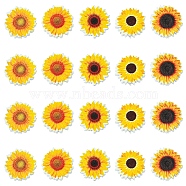 30Pcs 5 Styles Printed Wood Beads, Sunflower, Gold, 18~20x5.5~6.5mm, Hole: 2~2.5mm, 6pcs/style(WOOD-FS0001-28)