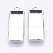 304 Stainless Steel Pendant Cabochon Settings, Plain Edge Bezel Cups, Rectangle, Stainless Steel Color, Tray: 10x25mm, 30x11x2mm, Hole: 2.4mm(X-STAS-I069-36)