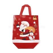 Christmas Theme Laminated Non-Woven Waterproof Bags, Heavy Duty Storage Reusable Shopping Bags, Rectangle with Handles, FireBrick, Santa Claus Pattern, 26.8x12.2x28.7cm(ABAG-B005-01B-01)