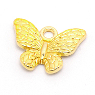 Alloy Enamel Pendant, Butterfly, Cadmium Free & Lead Free, Light Gold, Yellow, 13x17.5x2.5mm, Hole: 2mm(PALLOY-WH0079-88A)