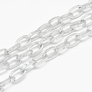 Aluminum Cable Chains, Textured, Unwelded, Flat Oval, Gainsboro, 17x10.2x3.5x2mm(CHA-S001-113)