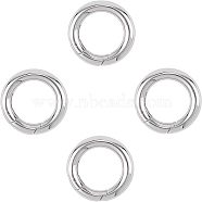 201 Stainless Steel Spring Gate Rings, O Rings, Stainless Steel Color, 6 Gauge, 24x4mm, Inner Diameter: 16mm, 4pcs/box(STAS-UN0010-85P)