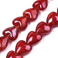 Handmade Lampwork Beads, Mother's Day Jewelry Making, Heart, Dark Red, 20x20x12mm, Hole: 1~2mm(X-DT122J-01)