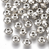 Plating ABS Plastic Beads, Flat Round, Platinum Plated, 5x3.5mm, Hole: 1.2mm(KY-T019-32)