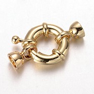 Brass Spring Ring Clasps, Cadmium Free & Nickel Free & Lead Free, Golden, 15x5mm, Hole: 4.5mm(KK-O091-01G-NR)