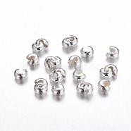 Iron Crimp Beads Covers, Cadmium Free & Lead Free, Silver Color Plated, Size: About 4mm In Diameter, Hole: 1.5~1.8mm(IFIN-H029-S)