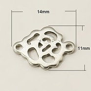 Tarnish Resistant 201 Stainless Steel Links, Flower, 11x14x1mm, Hole: 1mm(STAS-C013-2)