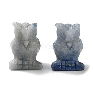 Natural Blue Aventurine Carved Figurines, for Home Office Desktop Decoration, Owl, 15.5~18.5x13~15x22~24mm(DJEW-L023-G05)