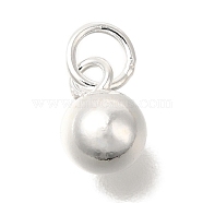 925 Sterling Silver Round Charms, with Jump Rings, Silver, 8x5mm, Hole: 3mm(STER-G043-08B-S)