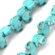 Synthetic Turquoise Beads Strands, Elephant, Dark Turquoise, 10x15x5mm, Hole: 2mm, about 38pcs/strand, 15.35''(39cm)(G-WH0018-017A)