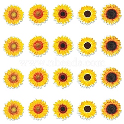 30Pcs 5 Styles Printed Wood Beads, Sunflower, Gold, 18~20x5.5~6.5mm, Hole: 2~2.5mm, 6pcs/style(WOOD-FS0001-28)