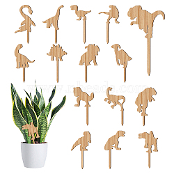 15Pcs 15 Style Wood Plant Labels, for Seed Potting, Herbs, Flowers, Vegetables, Dinosaur, 120x63.5x3mm, 1pc/style(WOOD-WH0133-012)